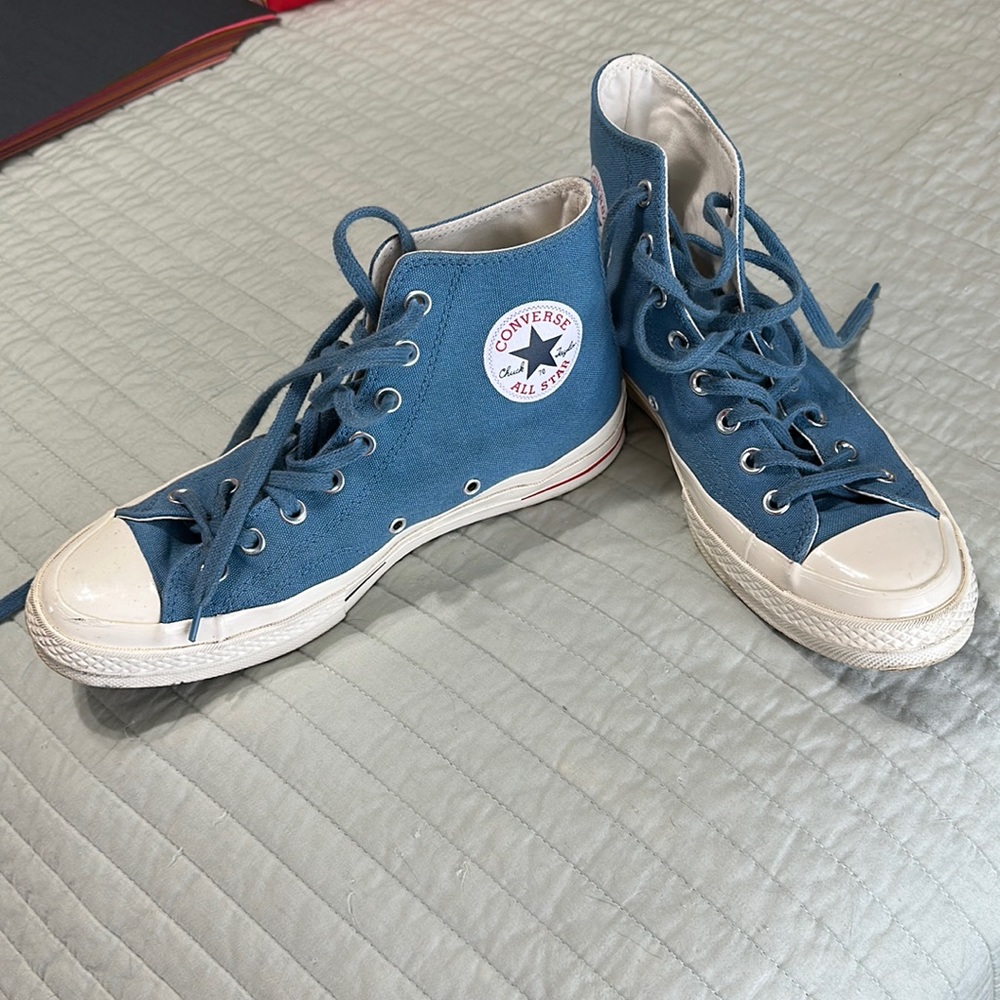 Blue high top converses